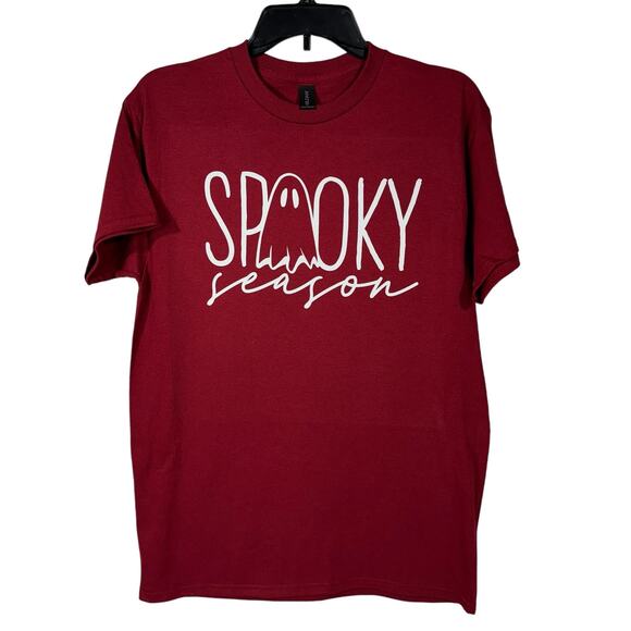 Spooky Halloween Women’s Large T-Shirt Short Sleeve Dark Brick Red - Picture 3 of 7